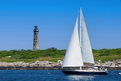 Sailboat Passes One of the Thacher Lights